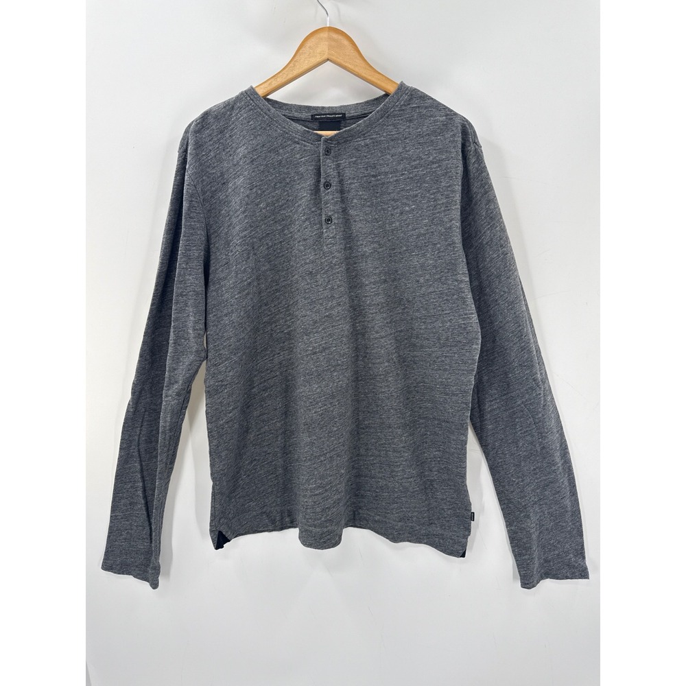 Scotch & Soda Mens 100% Cotton Henley Charcoal Grey Long Sleeve Top L